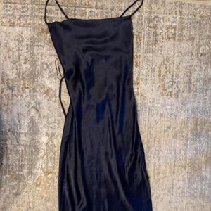 Satin navy blue dress